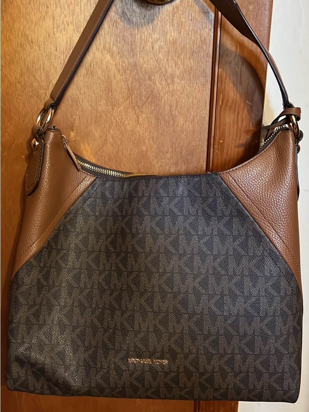 Michael Kors Brown and Black Signature Shoulder Hobo